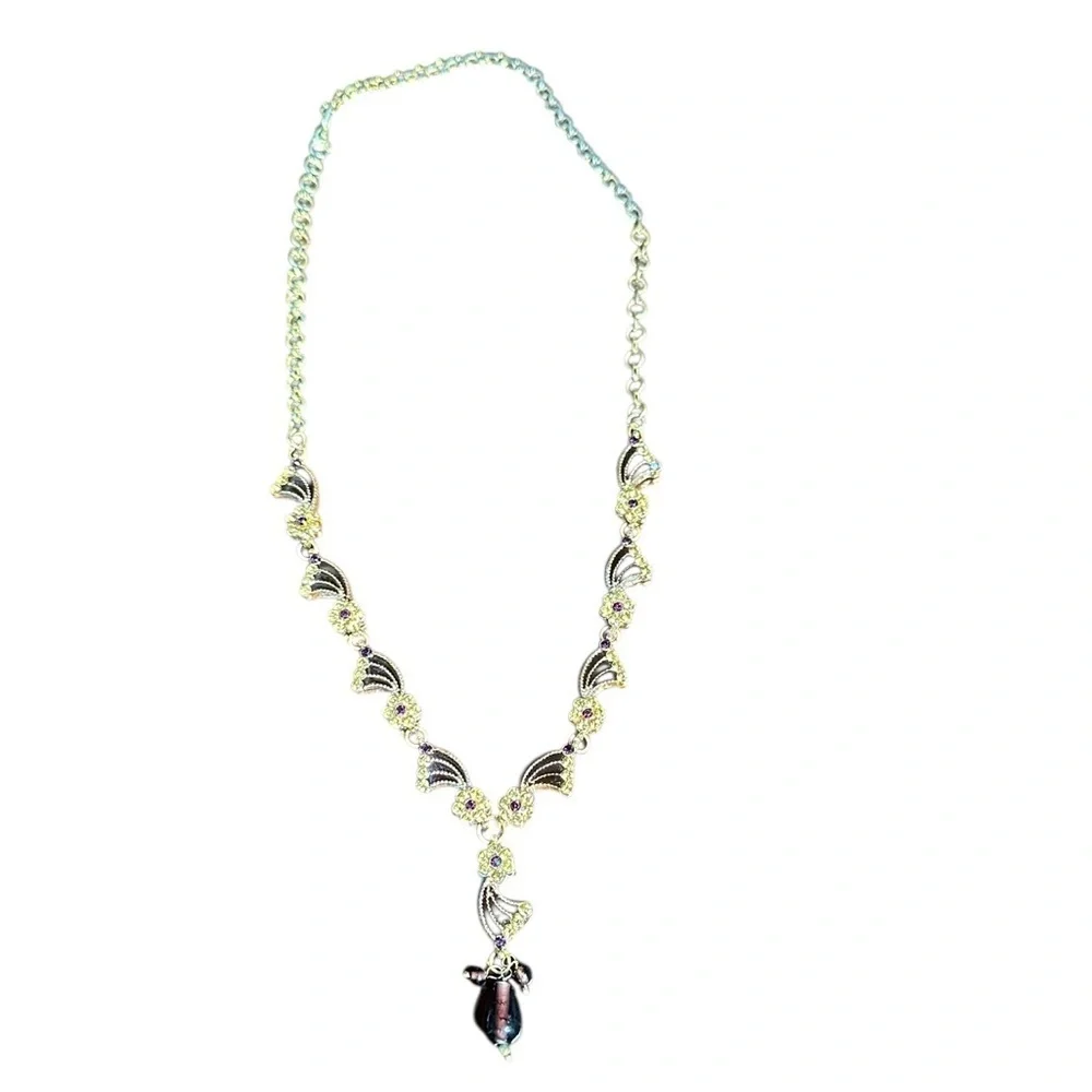 Elegant Vintage Gold tone and Burgundy Stone Necklace